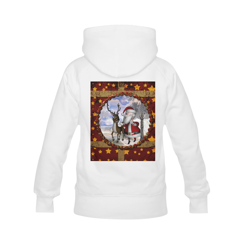 Santa Claus with reindeer, cartoon Men's Classic Hoodie (Remake) (Model H10)