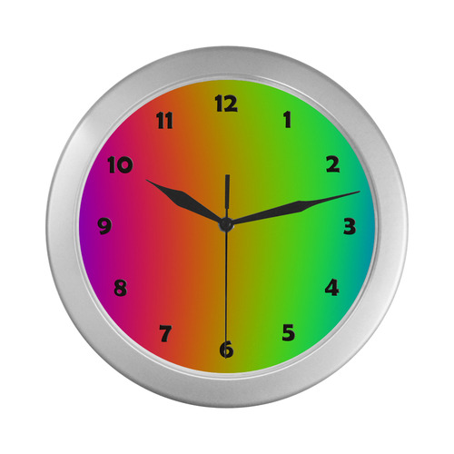 ClockFace_NumbersBlack_01 Silver Color Wall Clock