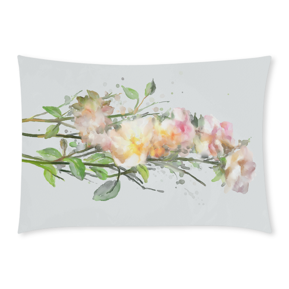 Blend Roses, watercolor Custom Rectangle Pillow Case 20x30 (One Side)