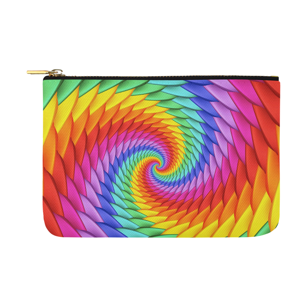 Psychedelic Rainbow Spiral Fractal Carry-All Pouch 12.5''x8.5''