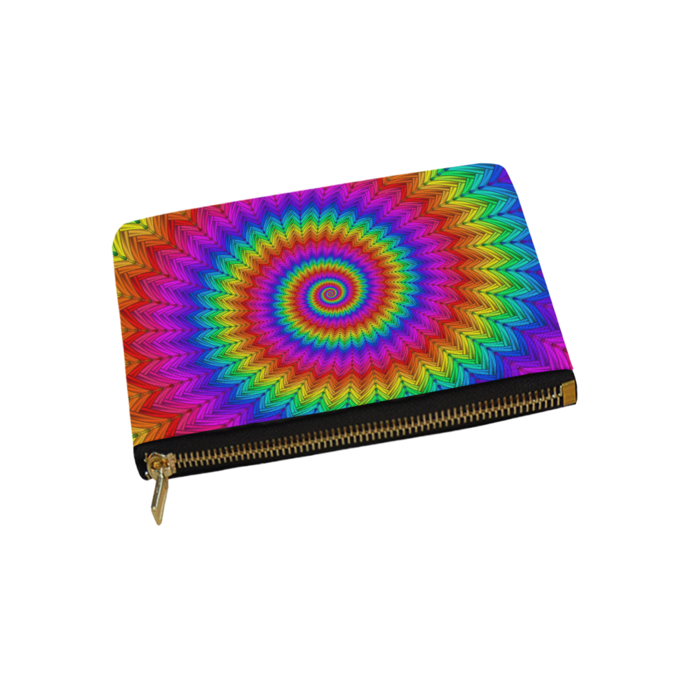 Psychedelic Rainbow Spiral Fractal Carry-All Pouch 9.5''x6''