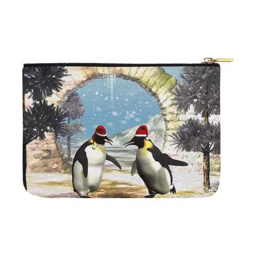 Funny penguins with christmas hat Carry-All Pouch 12.5''x8.5''