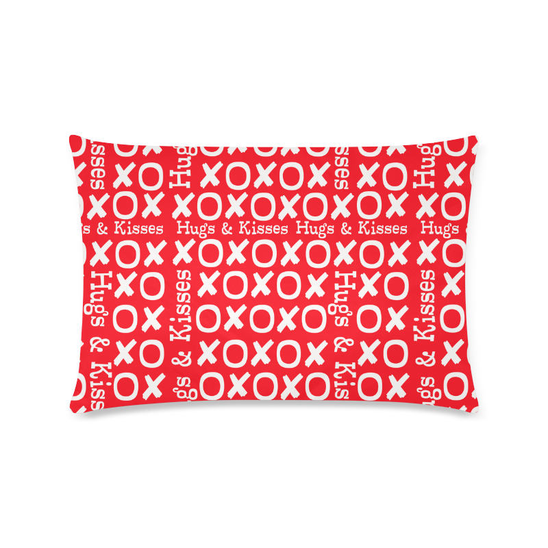 Hugs and Kisses X's and O's Custom Rectangle Pillow Case 16"x24" (one side)