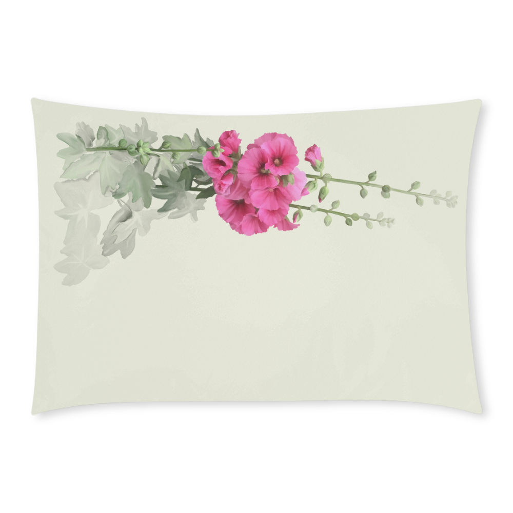 Pink Hollyhocks, original watercolor Custom Rectangle Pillow Case 20x30 (One Side)