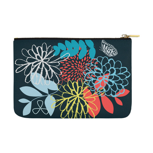 Colorful Abstract Flowers Butterfly Floral Carry-All Pouch 12.5''x8.5''