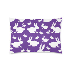 Bunny Rabbits Purple and White Custom Rectangle Pillow Case 16"x24" (one side)