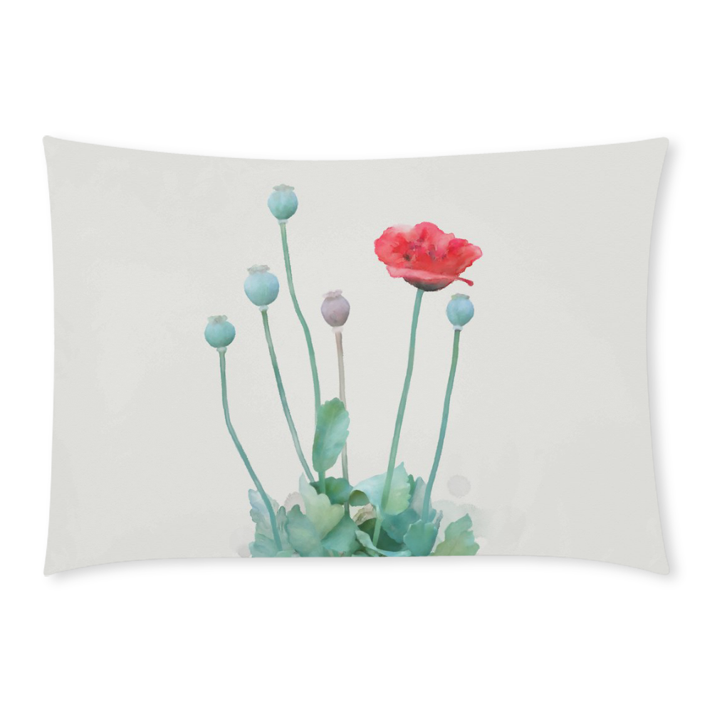 Watercolor Poppy, botanical illustration Custom Rectangle Pillow Case 20x30 (One Side)