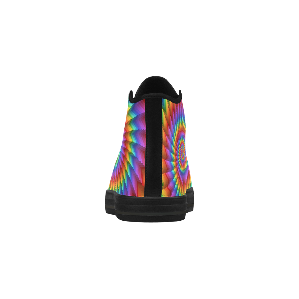 Psychedelic Rainbow Spiral Fractal Aquila High Top Microfiber Leather Men's Shoes (Model 032)