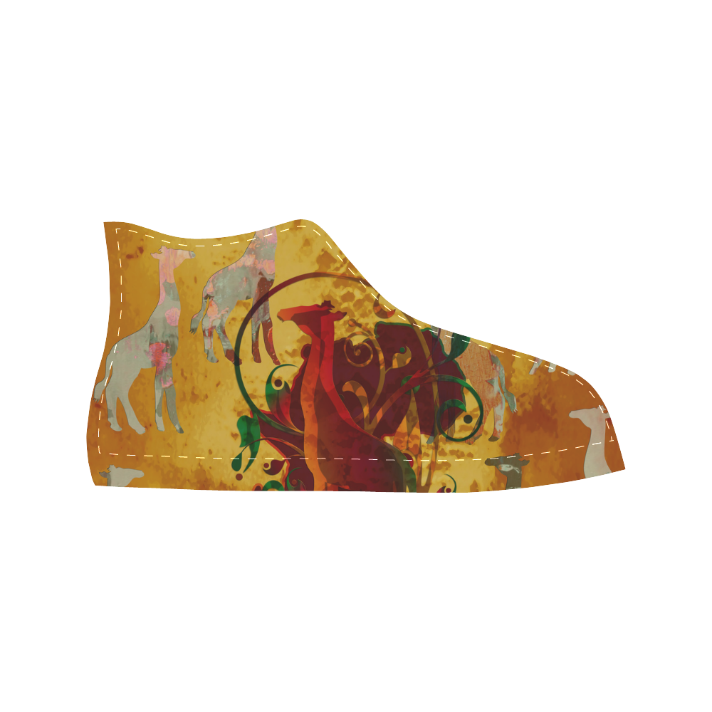 Magic Africa Giraffes Ornaments grunge Aquila High Top Microfiber Leather Women's Shoes/Large Size (Model 032)