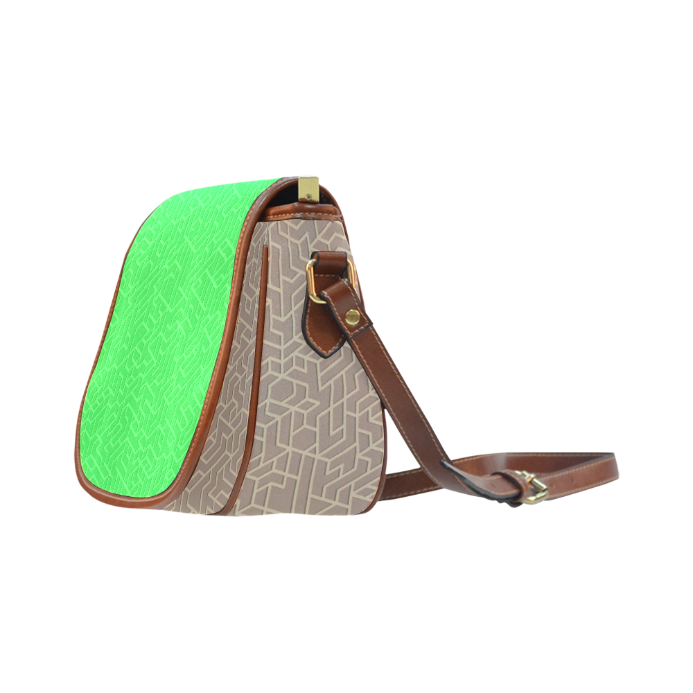 New designers bag : Fresh green 60s inspired Art edition / LADIES VINTAGE FASHION Old style Saddle Bag/Large (Model 1649)
