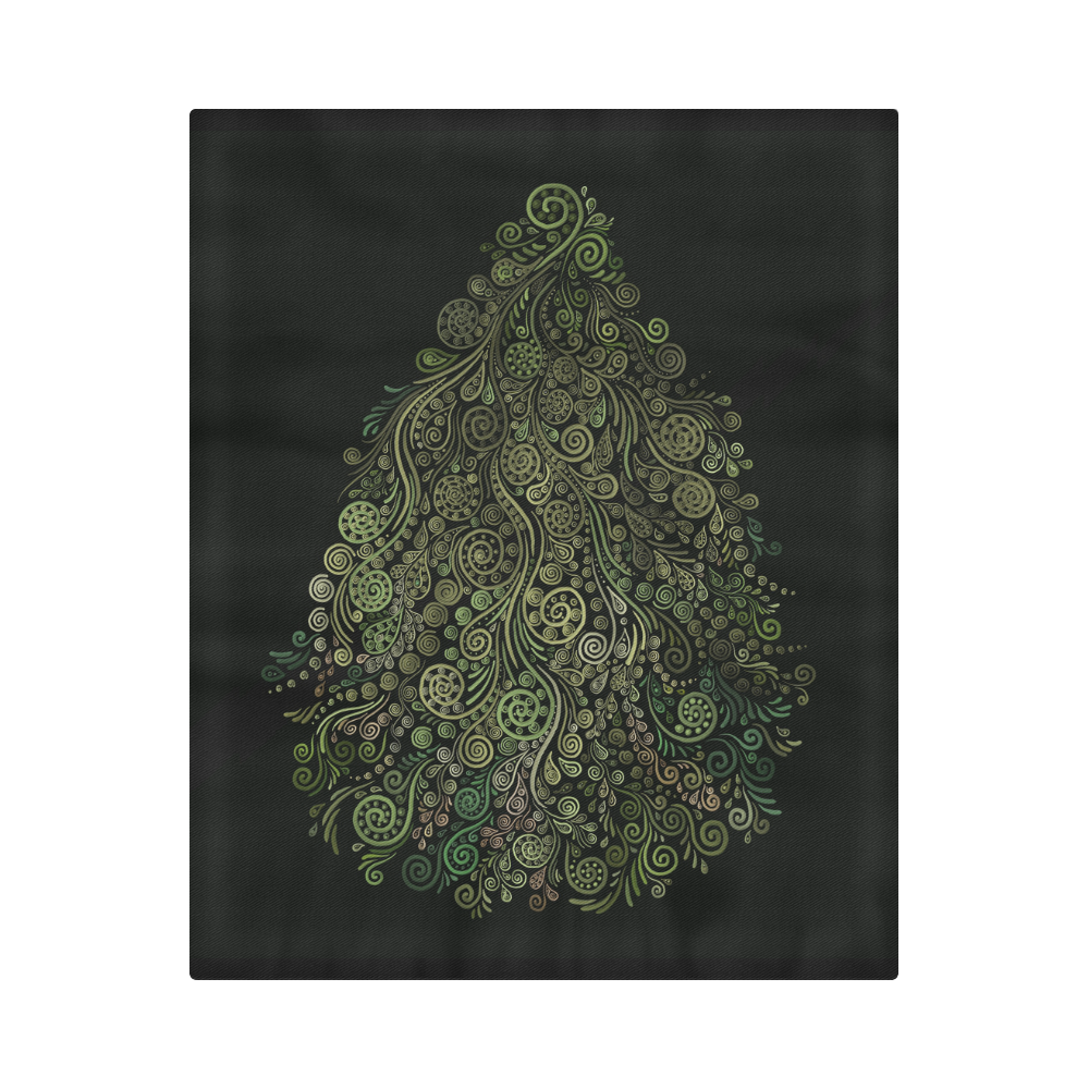 3D Ornaments -Fantasy Tree, green on black Duvet Cover 86"x70" ( All-over-print)