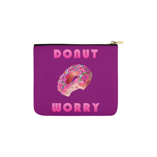 Funny Pink Do Nut Worry Pun Carry-All Pouch 6''x5''