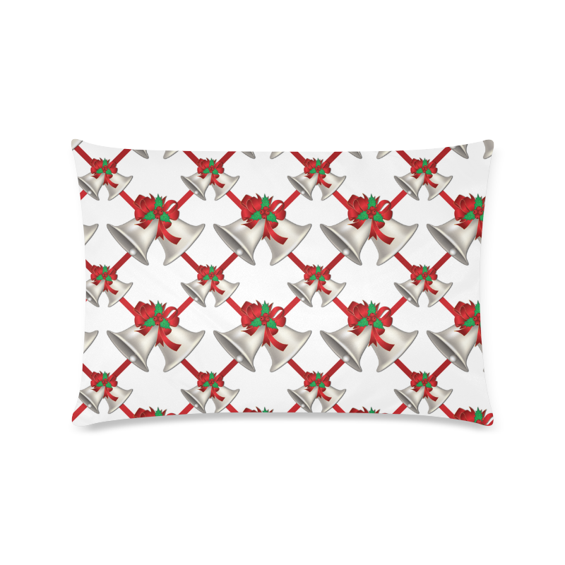 Holiday Silver Bells and Bows Custom Rectangle Pillow Case 16"x24" (one side)