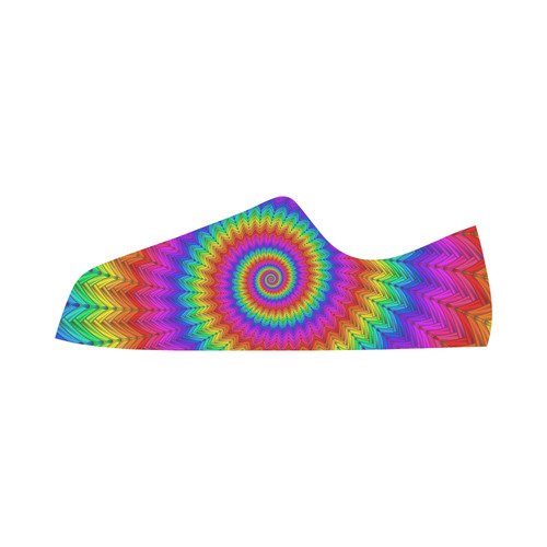 Psychedelic Rainbow Spiral Fractal Microfiber Leather Men's Shoes/Large Size (Model 031)