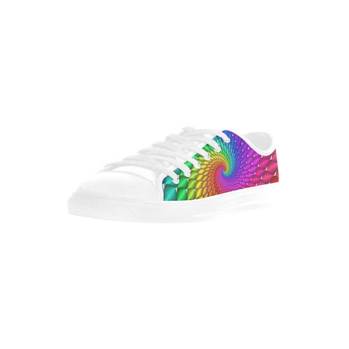 Psychedelic Rainbow Spiral Fractal Aquila Microfiber Leather Women's Shoes (Model 031)