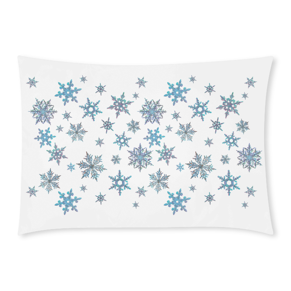 Snowflakes, Blue snow, stitched design Custom Rectangle Pillow Case 20x30 (One Side)