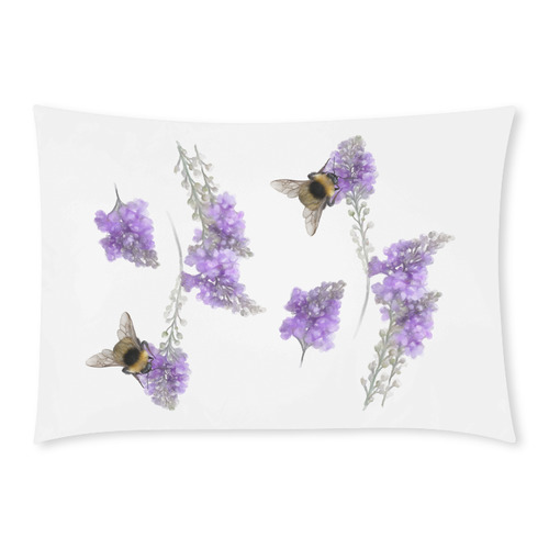 Bumblebee on Purple Flowers, original painting Custom Rectangle Pillow Case 20x30 (One Side)