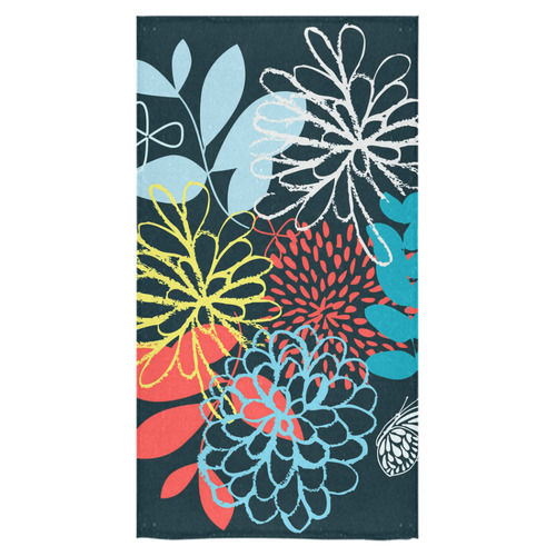 Modern Colorful Abstract Flowers Butterfly Floral Bath Towel 30"x56"