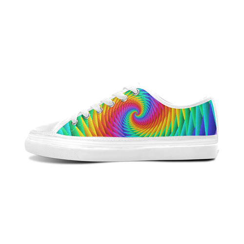 Psychedelic Rainbow Spiral Fractal Women's Canvas Zipper Shoes/Large Size (Model 001)