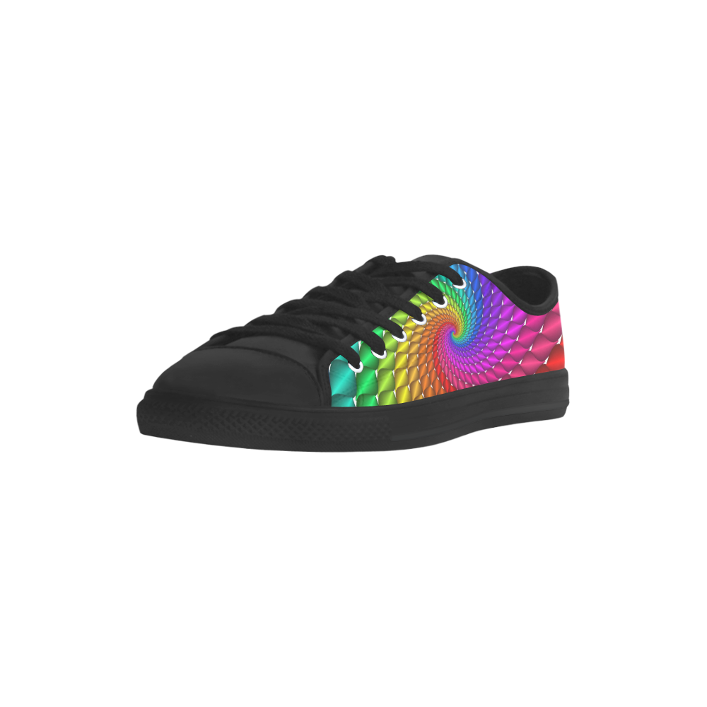 Psychedelic Rainbow Spiral Fractal Microfiber Leather Men's Shoes/Large Size (Model 031)