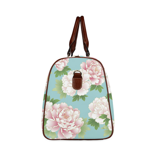 Beautiful Pink Peony Vintage Japanese Floral Waterproof Travel Bag/Large (Model 1639)