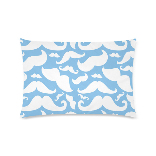 Mustache Pattern Light Blue Custom Rectangle Pillow Case 16"x24" (one side)
