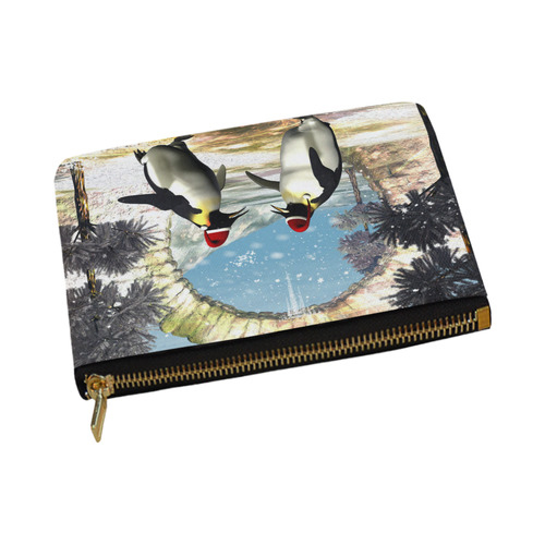 Funny penguins with christmas hat Carry-All Pouch 12.5''x8.5''