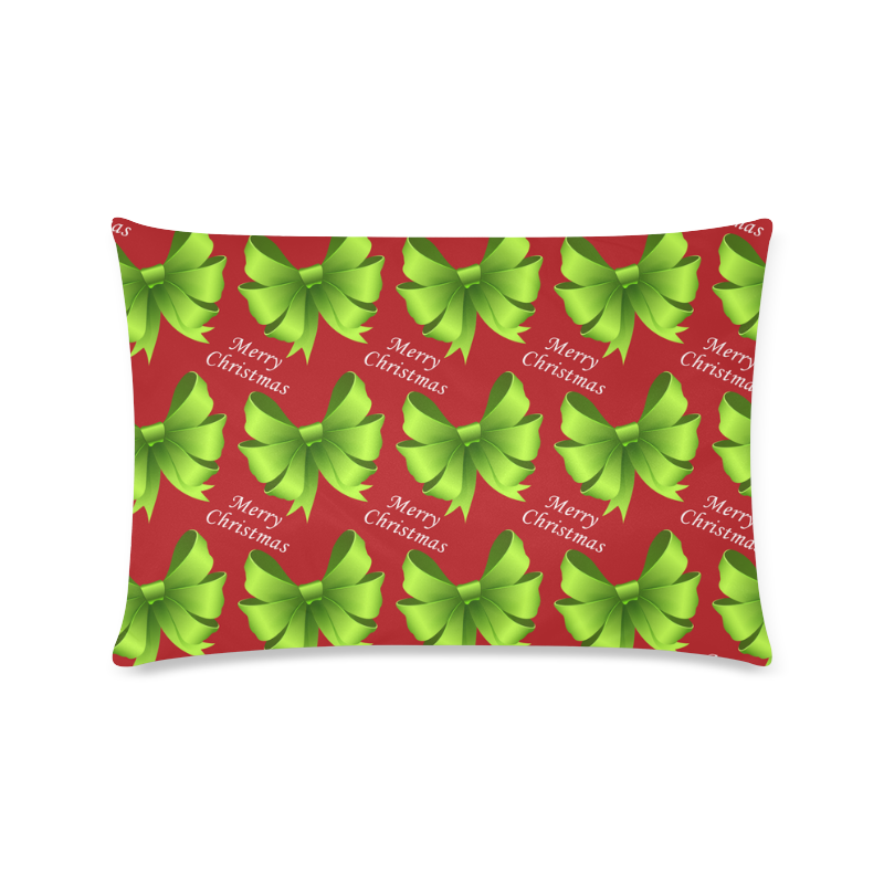 Merry Christmas Bows Custom Rectangle Pillow Case 16"x24" (one side)
