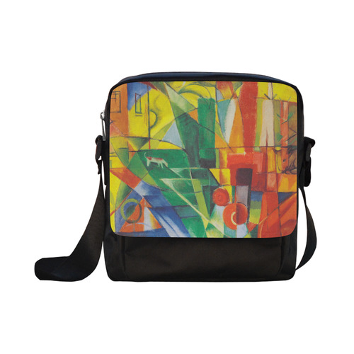 Landscape with dog, house and cow by Franz Marc Crossbody Nylon Bags (Model 1633)