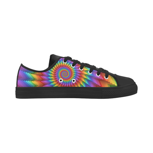 Psychedelic Rainbow Spiral Fractal Microfiber Leather Men's Shoes/Large Size (Model 031)