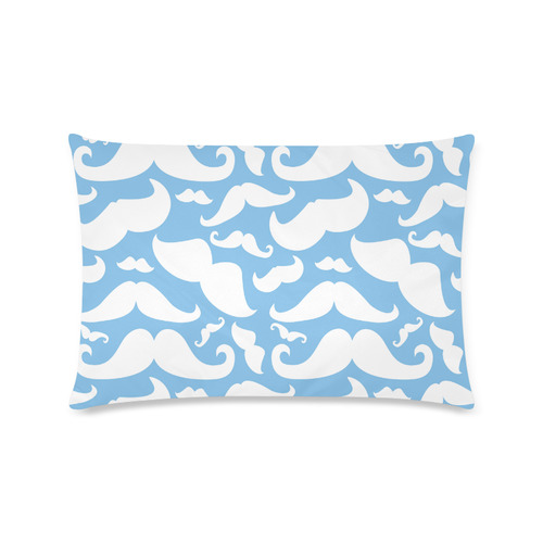 Mustache Pattern Light Blue and White Custom Rectangle Pillow Case 16"x24" (one side)