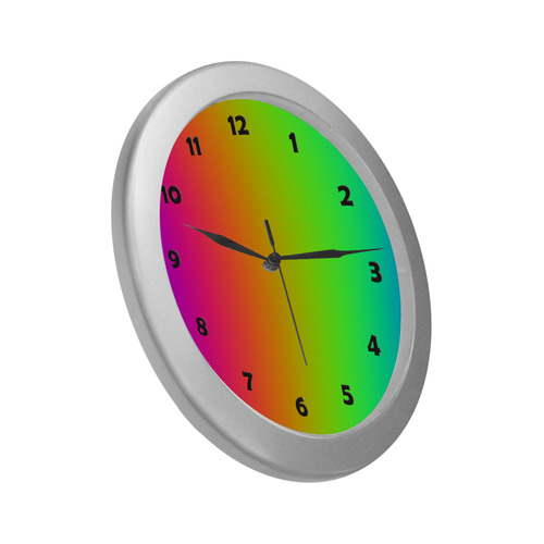 ClockFace_NumbersBlack_01 Silver Color Wall Clock