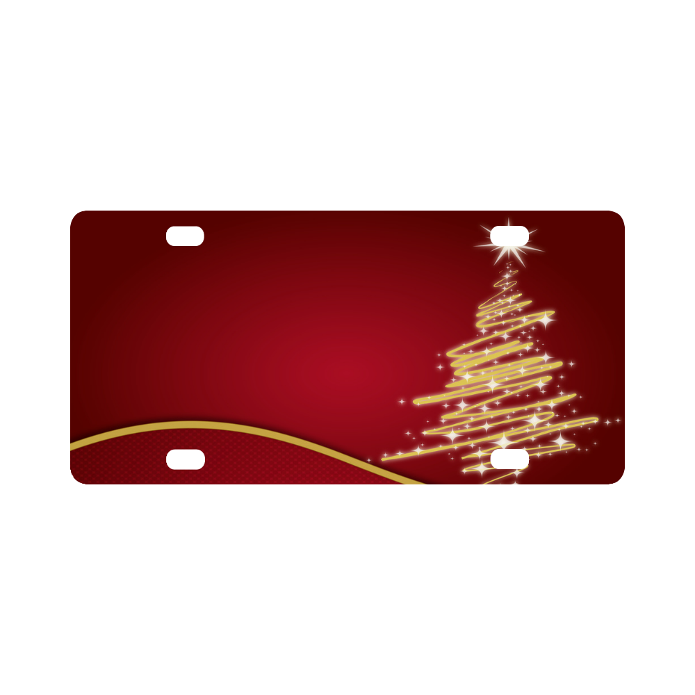 christmas tree red Classic License Plate