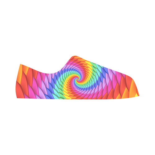 Psychedelic Rainbow Spiral Fractal Aquila Microfiber Leather Women's Shoes/Large Size (Model 031)