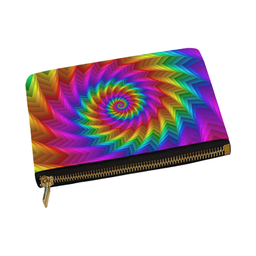 Psychedelic Rainbow Spiral Fractal Carry-All Pouch 12.5''x8.5''