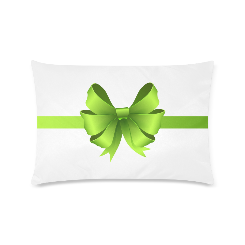 Green Bow and Ribbon Custom Rectangle Pillow Case 16"x24" (one side)