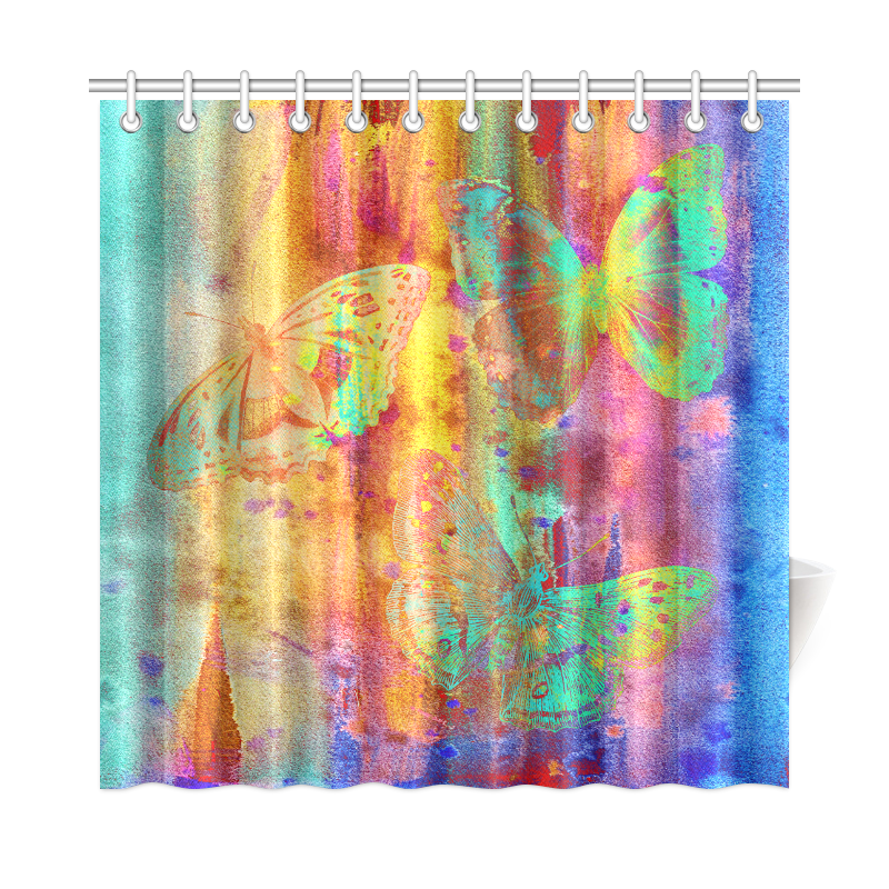 Colorful Butterflies Q Shower Curtain 72"x72"