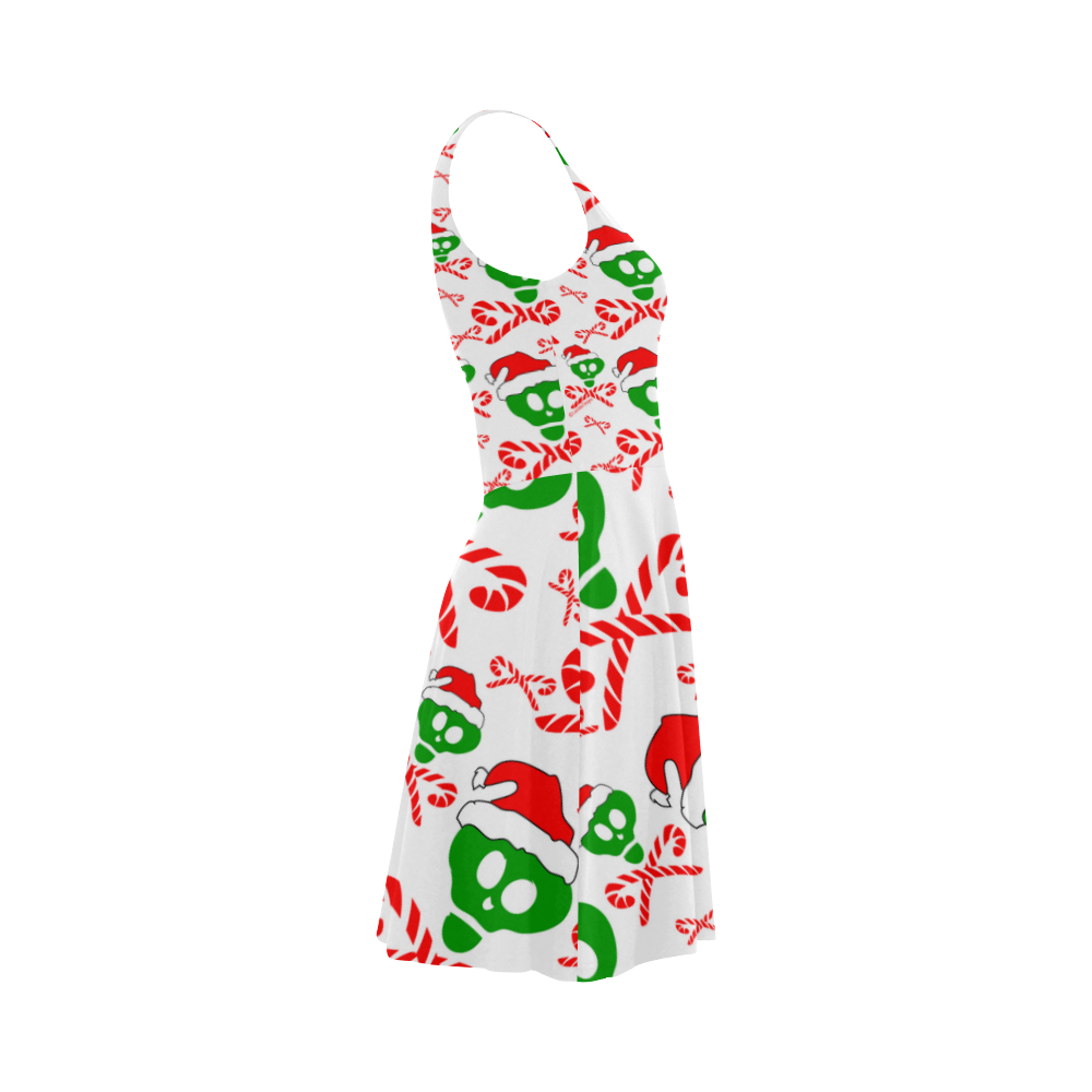 Christmas Santa Skull and Candy Cane Crossbones Atalanta Sundress (Model D04)