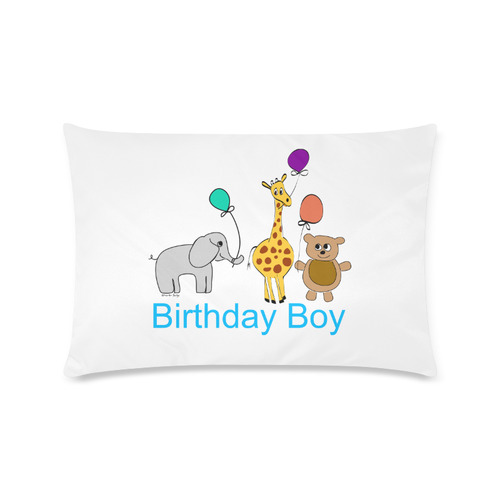Birthday Boy Animals with Balloons Custom Rectangle Pillow Case 16"x24" (one side)
