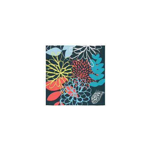 Modern Colorful Abstract Flowers Butterfly Floral Square Towel 13“x13”
