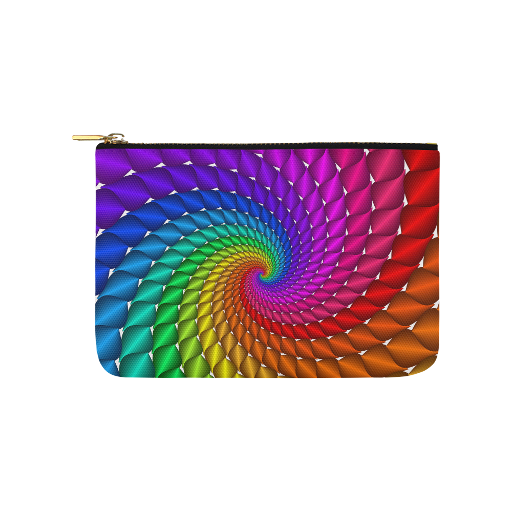 Psychedelic Rainbow Spiral Fractal Carry-All Pouch 9.5''x6''