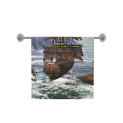 A pirate ship sails through the coastal Bath Towel 30"x56"