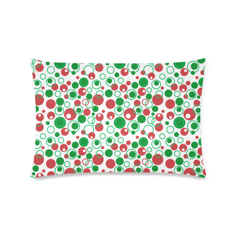 Holiday Circle Pattern Red and Green Custom Rectangle Pillow Case 16"x24" (one side)