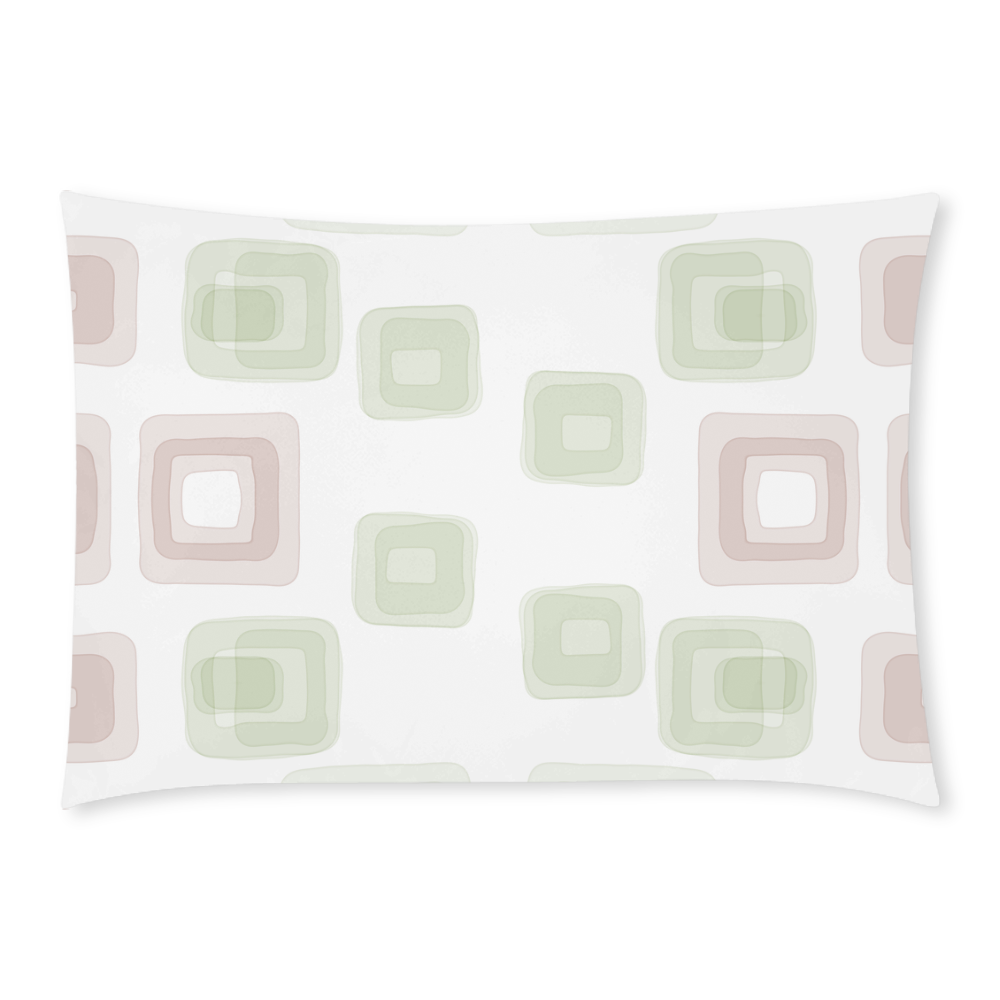 Green and Pink pastel squares, back to 70's Custom Rectangle Pillow Case 20x30 (One Side)