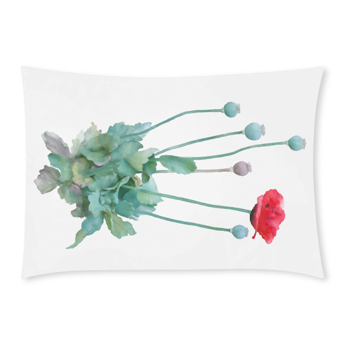 Watercolor Poppy Custom Rectangle Pillow Case 20x30 (One Side)