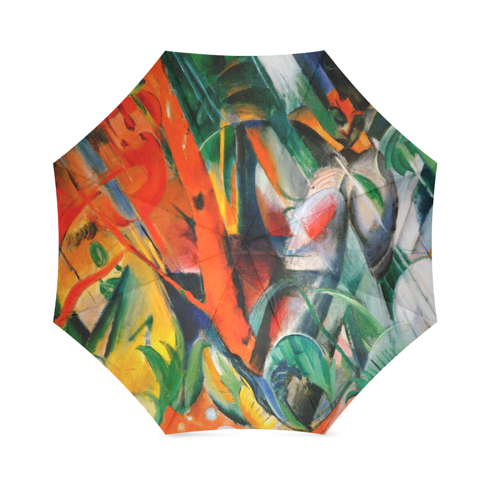 In The Rain by Franz Marc Foldable Umbrella (Model U01)