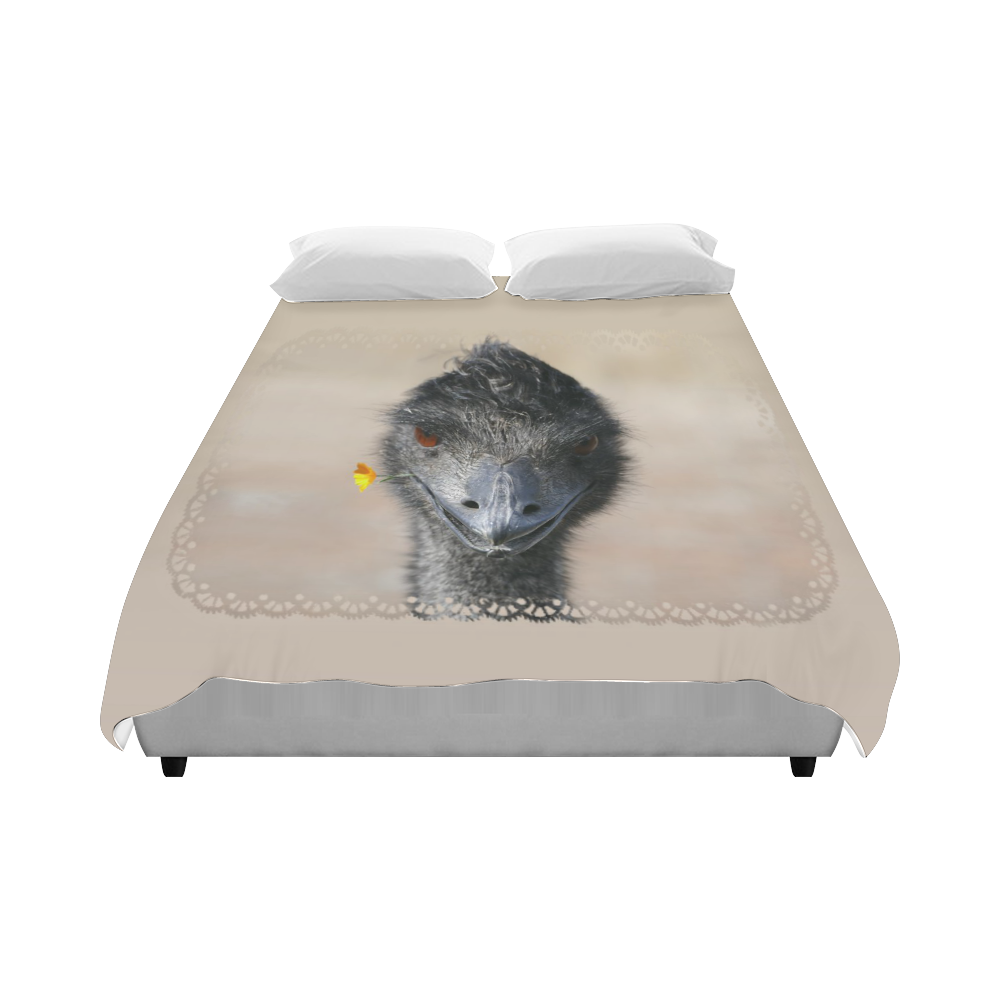 Happy Emu with Flower Duvet Cover 86"x70" ( All-over-print)
