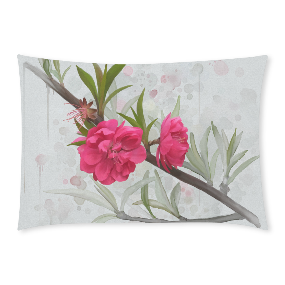 Peach blossom, original watercolors Custom Rectangle Pillow Case 20x30 (One Side)