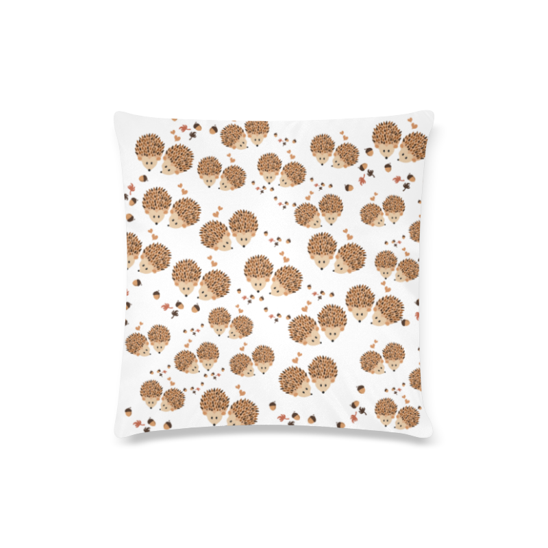 Hedgehogs in autumn Custom Zippered Pillow Case 16"x16"(Twin Sides)
