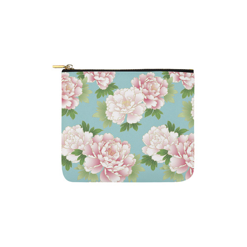 Beautiful Pink Peony Vintage Japanese Floral Carry-All Pouch 6''x5''